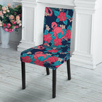 Flamingo And Hawaiian Floral Print Dining Chair Slipcover