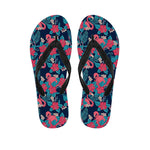 Flamingo And Hawaiian Floral Print Flip Flops