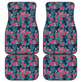 Flamingo And Hawaiian Floral Print Front and Back Car Floor Mats