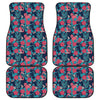 Flamingo And Hawaiian Floral Print Front and Back Car Floor Mats