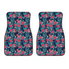 Flamingo And Hawaiian Floral Print Front Car Floor Mats