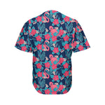 Flamingo And Hawaiian Floral Print Men's Baseball Jersey