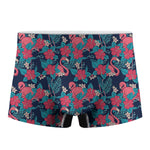 Flamingo And Hawaiian Floral Print Men's Boxer Briefs