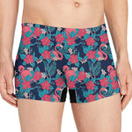 Flamingo And Hawaiian Floral Print Men's Boxer Briefs
