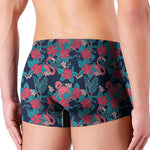 Flamingo And Hawaiian Floral Print Men's Boxer Briefs