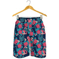 Flamingo And Hawaiian Floral Print Men's Shorts