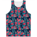 Flamingo And Hawaiian Floral Print Men's Tank Top
