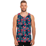 Flamingo And Hawaiian Floral Print Men's Tank Top