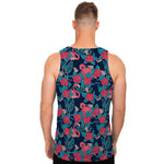 Flamingo And Hawaiian Floral Print Men's Tank Top