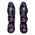 Flamingo And Hawaiian Floral Print Muay Thai Shin Guards