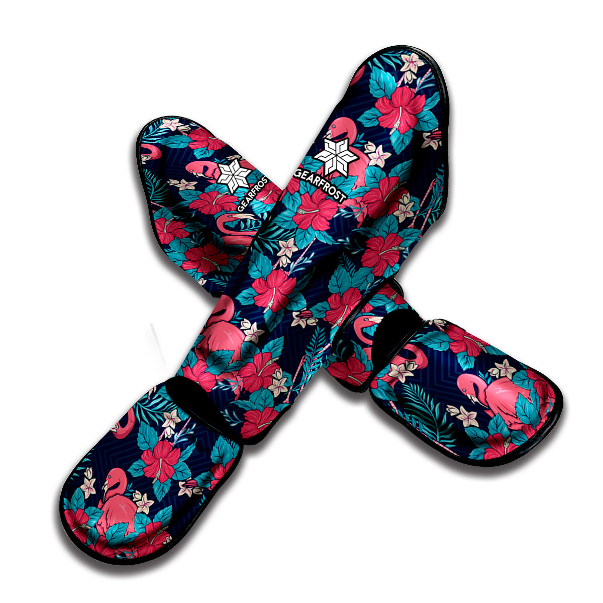 Flamingo And Hawaiian Floral Print Muay Thai Shin Guard