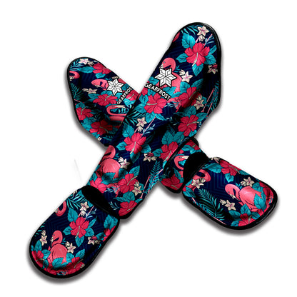 Flamingo And Hawaiian Floral Print Muay Thai Shin Guard