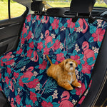 Flamingo And Hawaiian Floral Print Pet Car Back Seat Cover