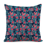 Flamingo And Hawaiian Floral Print Pillow Cover