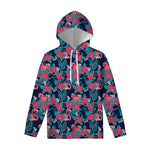 Flamingo And Hawaiian Floral Print Pullover Hoodie