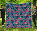 Flamingo And Hawaiian Floral Print Quilt