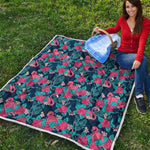 Flamingo And Hawaiian Floral Print Quilt