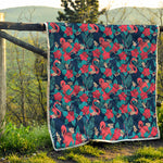 Flamingo And Hawaiian Floral Print Quilt