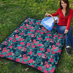 Flamingo And Hawaiian Floral Print Quilt