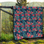 Flamingo And Hawaiian Floral Print Quilt