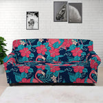 Flamingo And Hawaiian Floral Print Sofa Cover