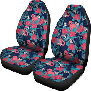 Flamingo And Hawaiian Floral Print Universal Fit Car Seat Covers