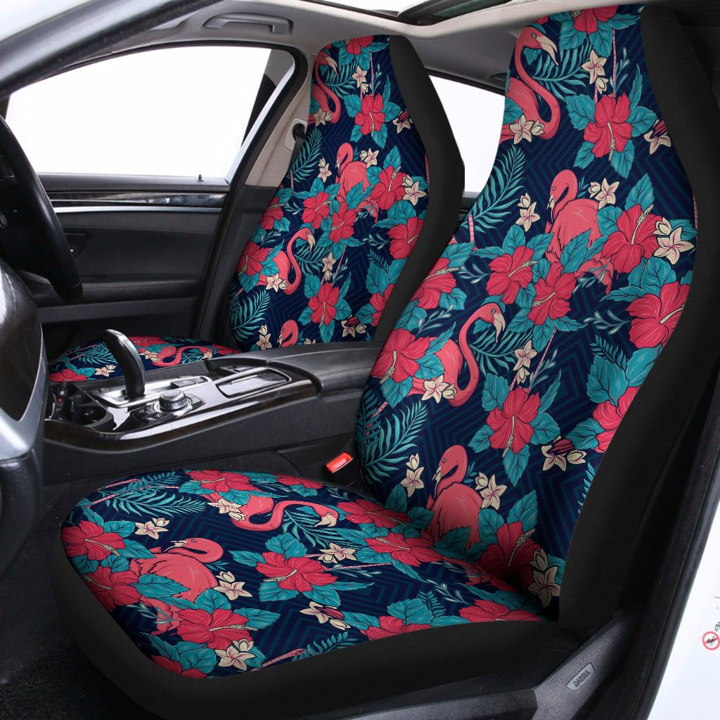 Flamingo And Hawaiian Floral Print Universal Fit Car Seat Covers