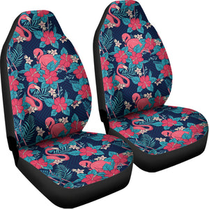 Flamingo And Hawaiian Floral Print Universal Fit Car Seat Covers