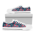 Flamingo And Hawaiian Floral Print White Low Top Sneakers