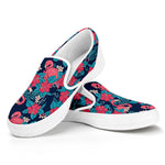 Flamingo And Hawaiian Floral Print White Slip On Shoes