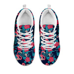Flamingo And Hawaiian Floral Print White Sneakers