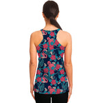 Flamingo And Hawaiian Floral Print Women's Racerback Tank Top
