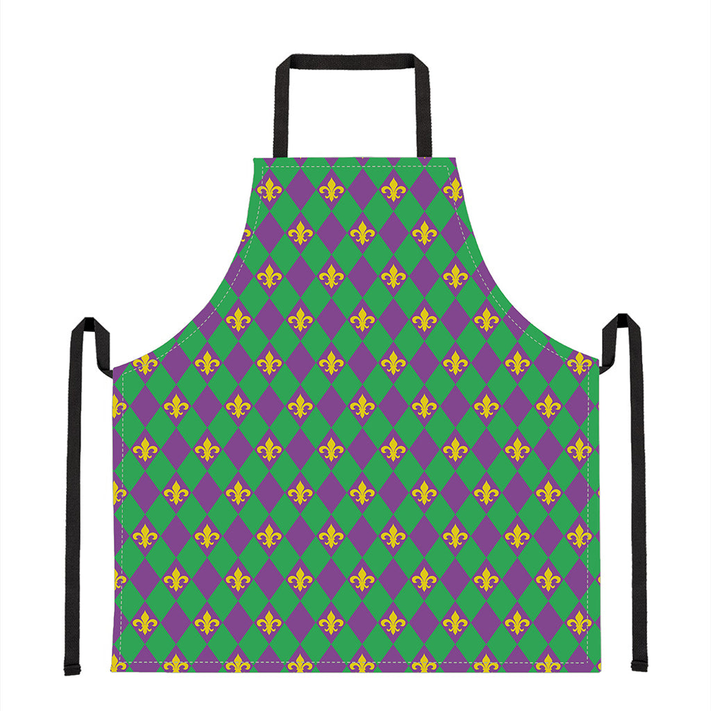 Fleur-De-Lis Mardi Gras Pattern Print Apron