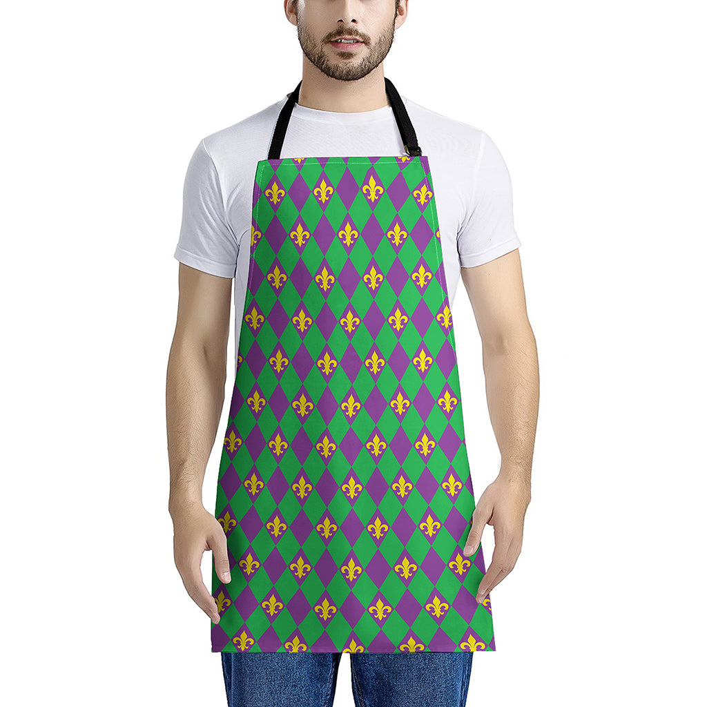 Fleur-De-Lis Mardi Gras Pattern Print Apron