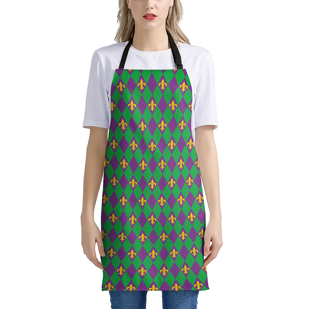 Fleur-De-Lis Mardi Gras Pattern Print Apron