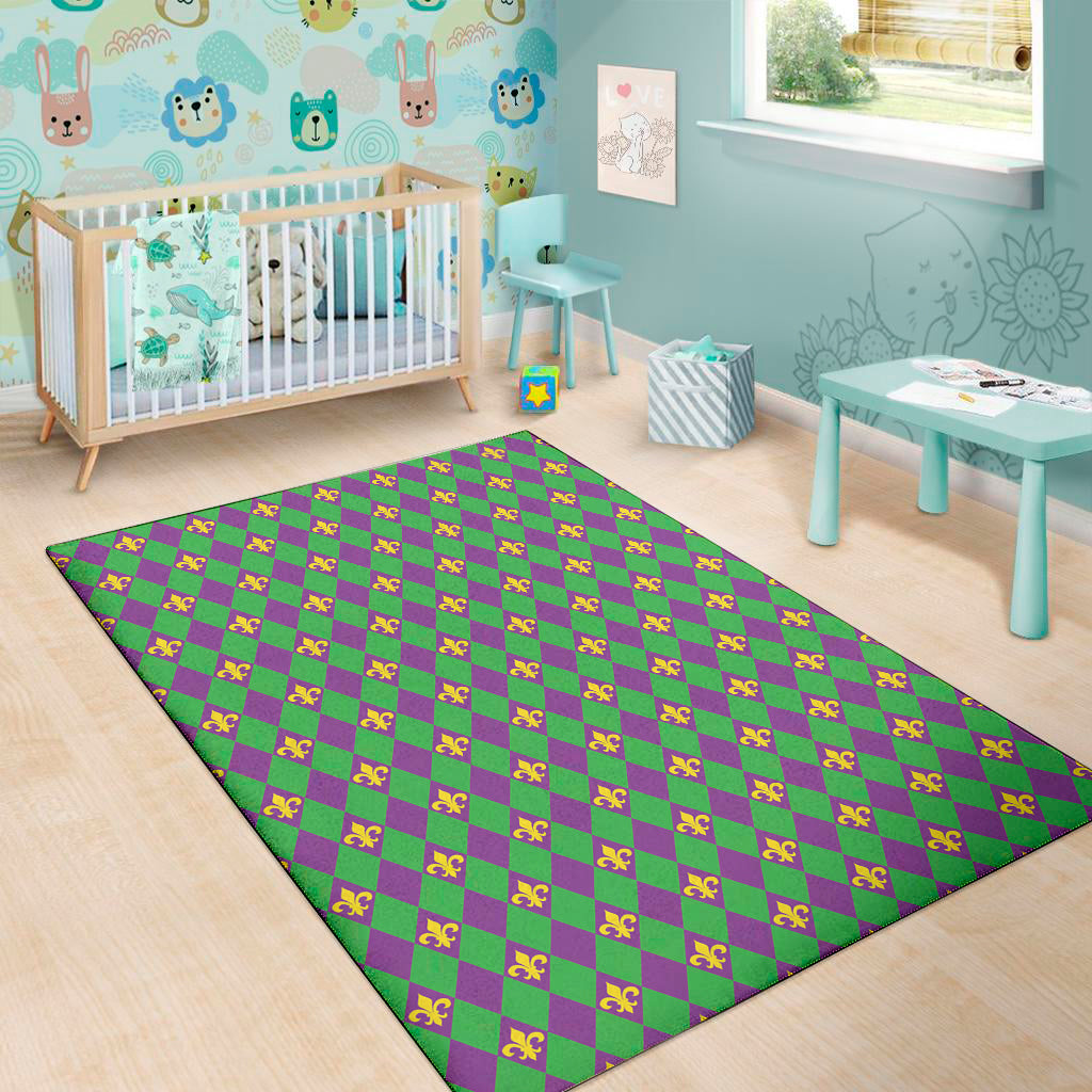 Fleur-De-Lis Mardi Gras Pattern Print Area Rug