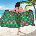 Fleur-De-Lis Mardi Gras Pattern Print Beach Sarong Wrap