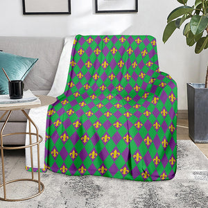 Fleur-De-Lis Mardi Gras Pattern Print Blanket