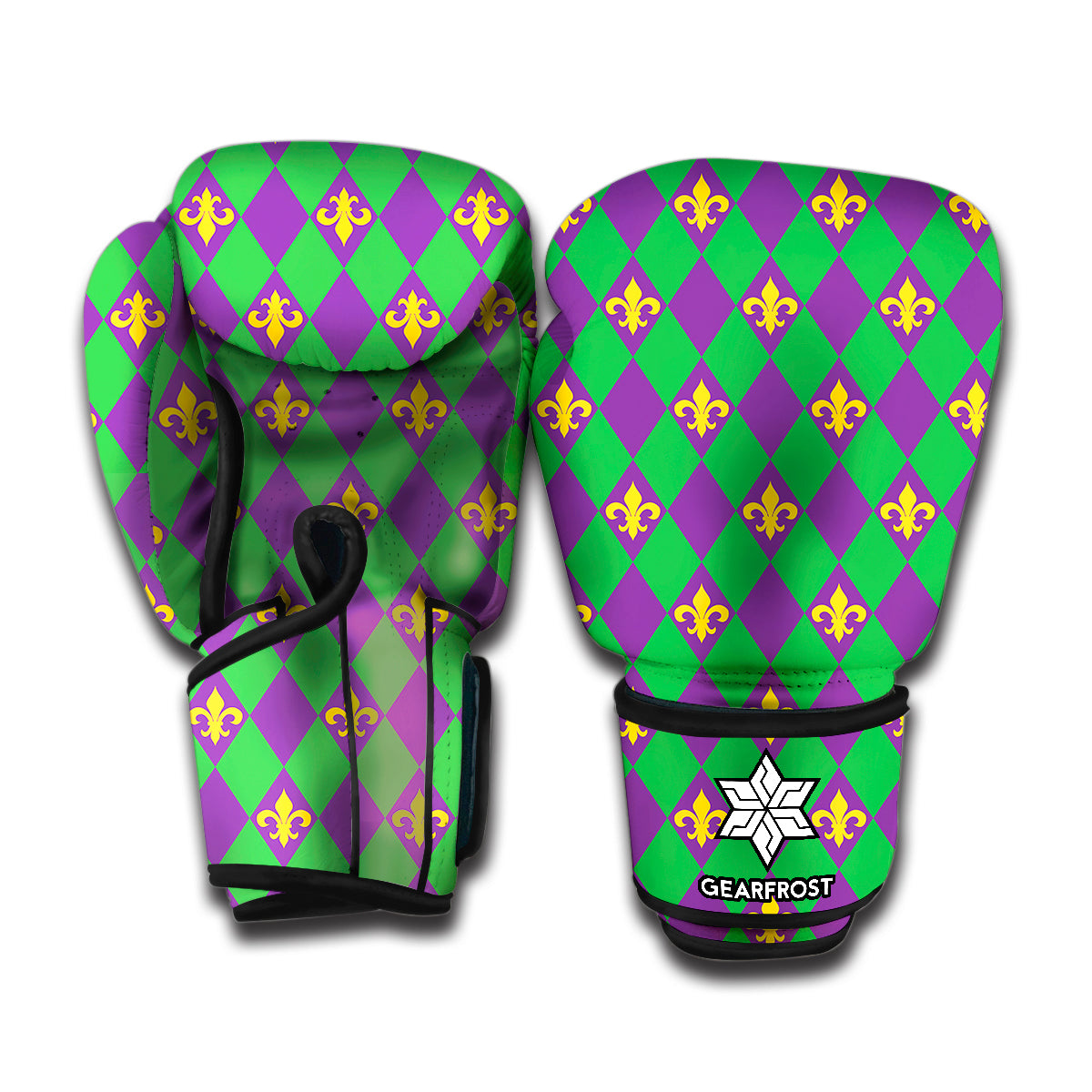 Fleur-De-Lis Mardi Gras Pattern Print Boxing Gloves