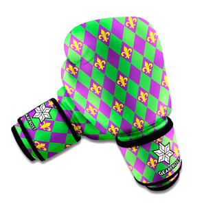 Fleur-De-Lis Mardi Gras Pattern Print Boxing Gloves