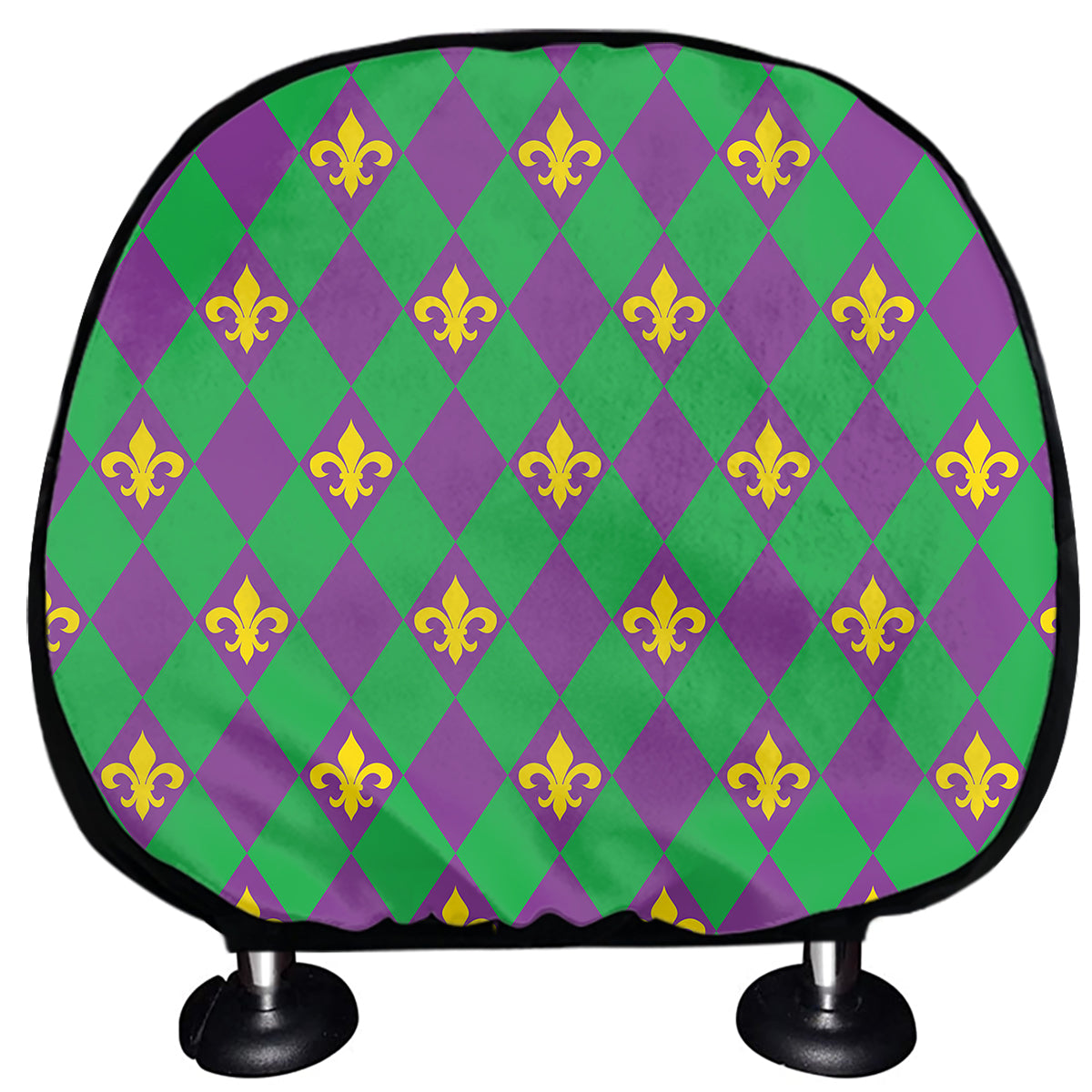 Fleur-De-Lis Mardi Gras Pattern Print Car Headrest Covers