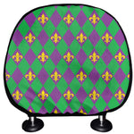 Fleur-De-Lis Mardi Gras Pattern Print Car Headrest Covers