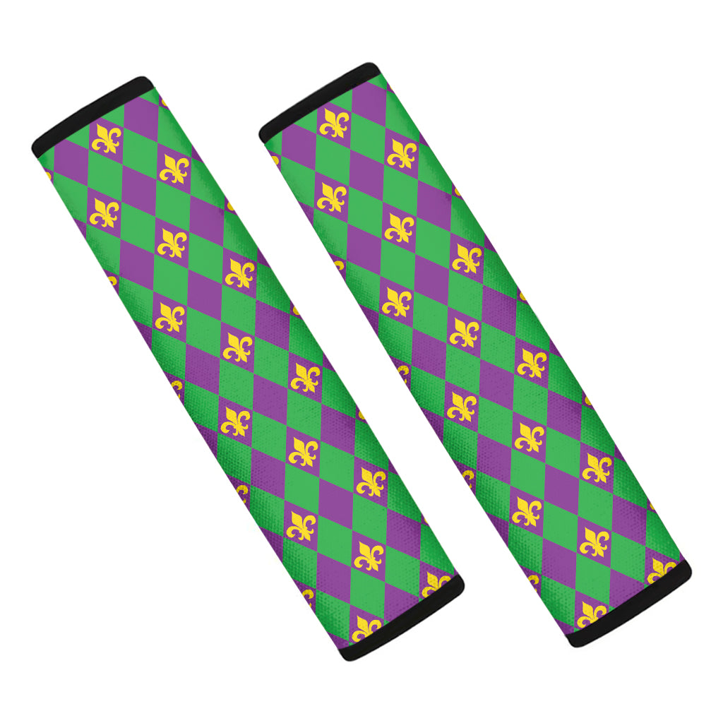 Fleur-De-Lis Mardi Gras Pattern Print Car Seat Belt Covers