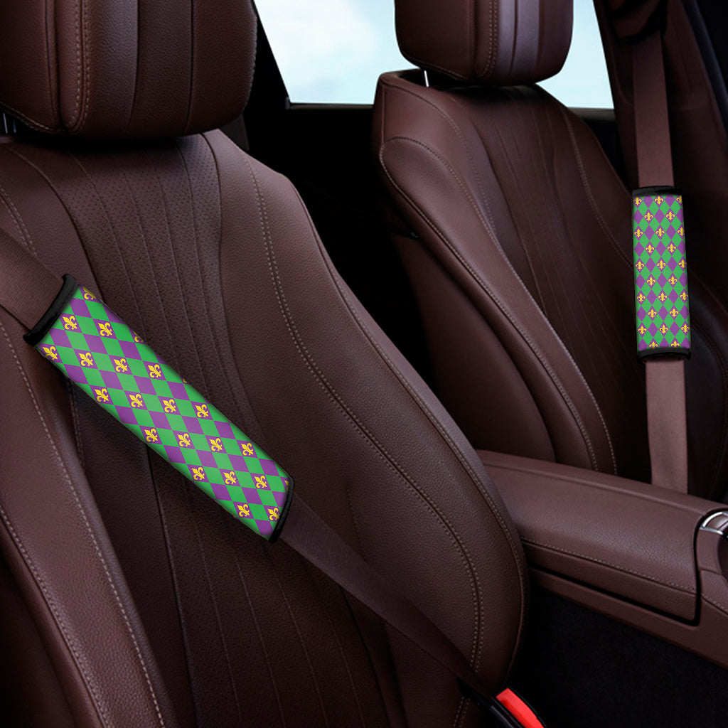 Fleur-De-Lis Mardi Gras Pattern Print Car Seat Belt Covers