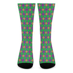 Fleur-De-Lis Mardi Gras Pattern Print Crew Socks