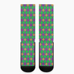 Fleur-De-Lis Mardi Gras Pattern Print Crew Socks