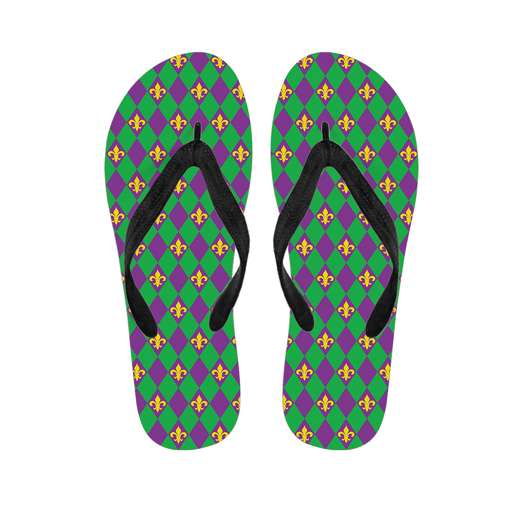 Fleur-De-Lis Mardi Gras Pattern Print Flip Flops