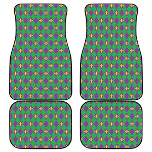 Fleur-De-Lis Mardi Gras Pattern Print Front and Back Car Floor Mats