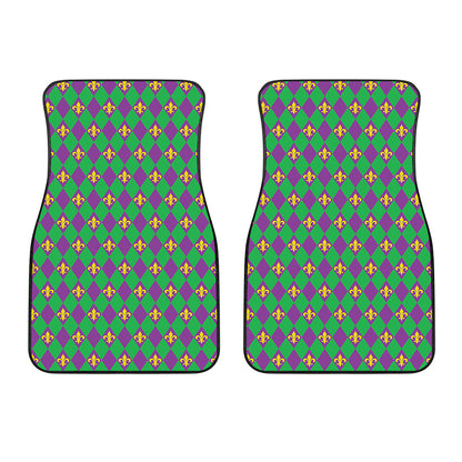 Fleur-De-Lis Mardi Gras Pattern Print Front Car Floor Mats
