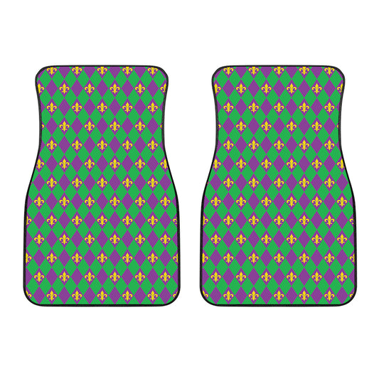 Fleur-De-Lis Mardi Gras Pattern Print Front Car Floor Mats